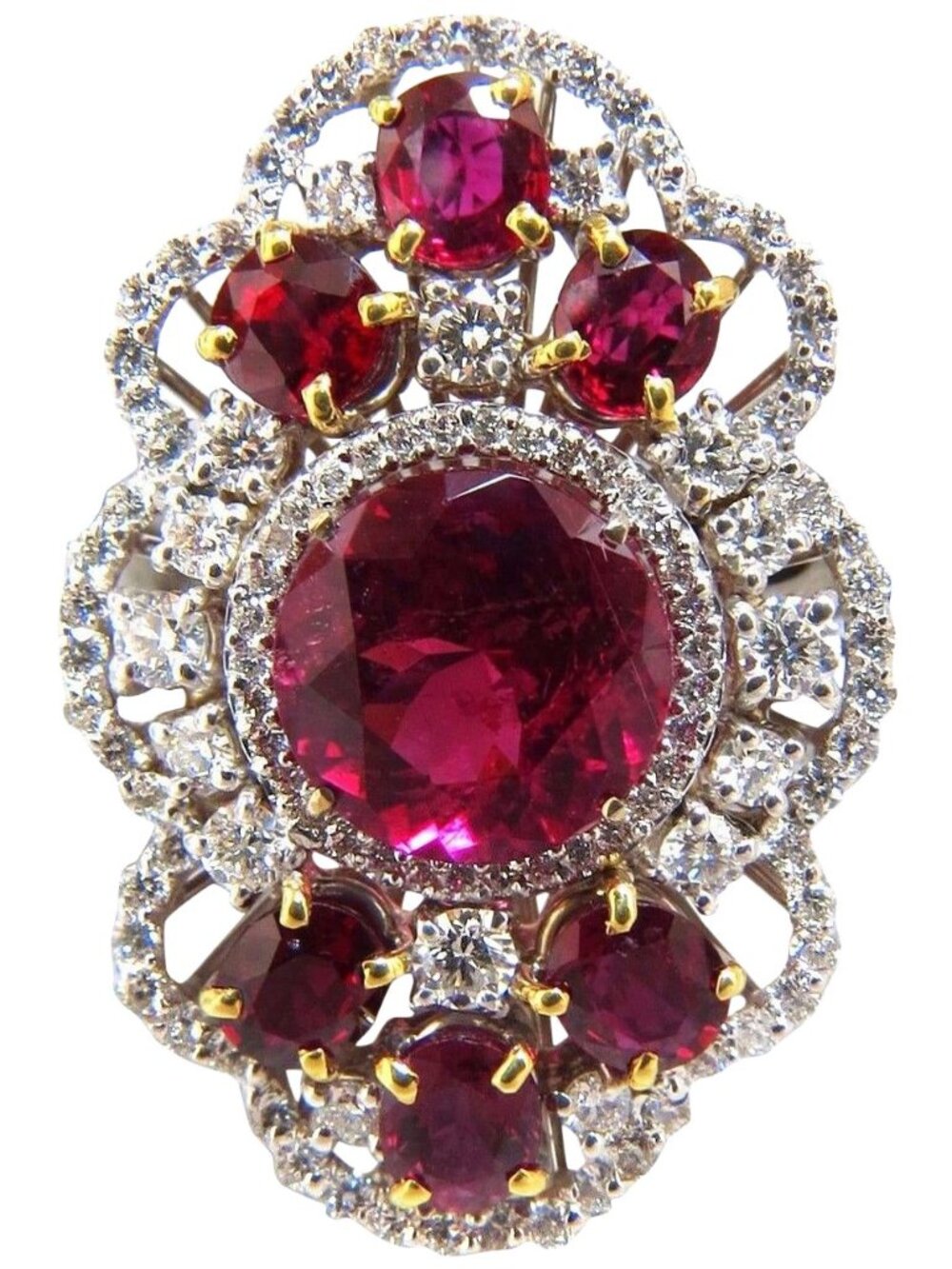 GIA Certified 8.03CT NATURAL TOURMALINE RUBELLITE RUBY DIAMOND RING 18KT 10344*